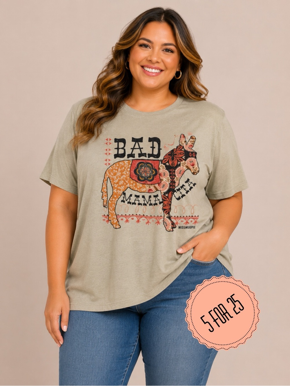 Mud Pie “Bad Mamacita” Graphic Tee XL Western Mama Shirt